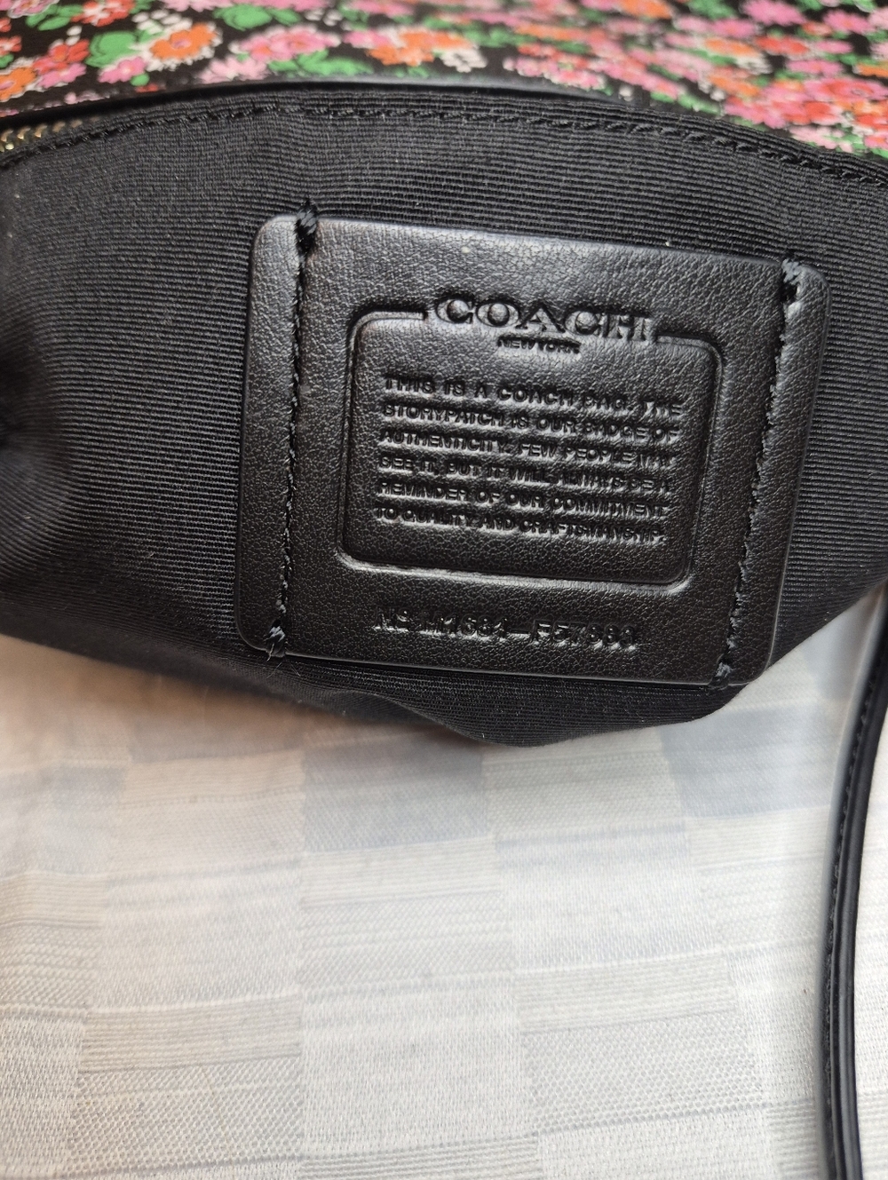 Coach Black Floral Crossbody Bag with Pink & Green Accents - Picture 7 of 7